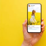 Instagram photo of a woman in a yellow field.