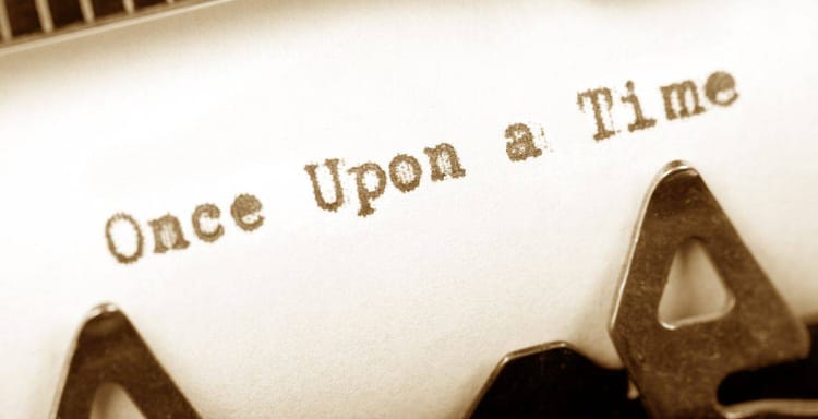 High-quality image of a vintage typewriter with the phrase “Once Upon a Time” typed on it, emphasizing creative writing tools.