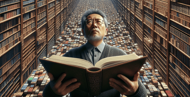 Library, bookshelves, reading, literature, knowledge, ancient books, imagination, vast collection, research, study.