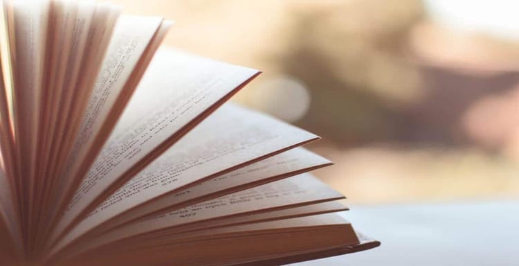 Image of an open book with visible text, emphasizing writing and word count tools.