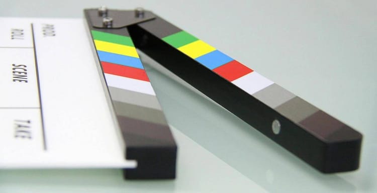 Clapperboard with film colors for Word Counter website.