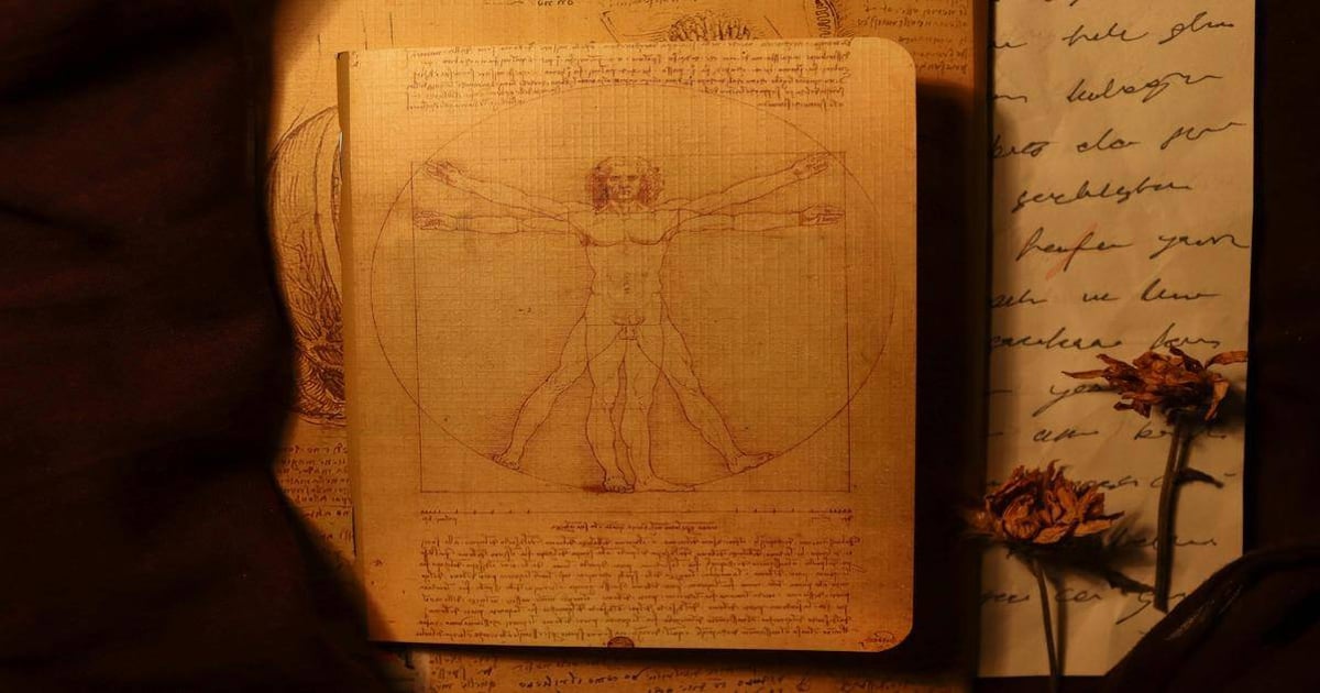 Historical of Leonardo da Vinci's Vitruvian Man drawing.